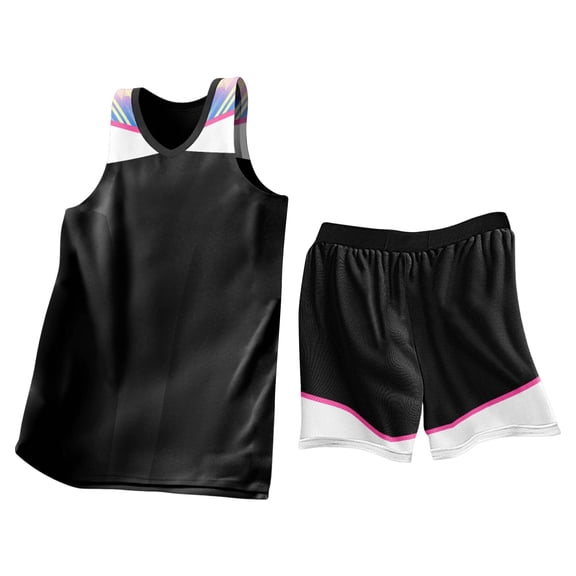 Baby Boy Outfits 2 Piece Basketball Patchwork Print Sleeveless Crew Neck Tank Top And Shorts Sports Boys' Clothing Sets