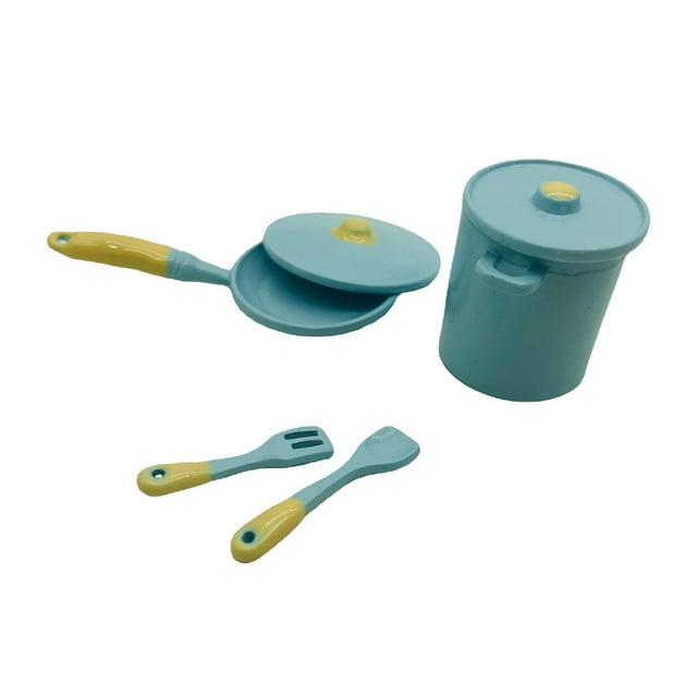 Utensilios de Cocina para 1:12, Mini Muebles de Cocina, Aparato de Cocina, Juego de Cocina para Niños , Regalos de Cump Azul