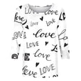 thumbnail image 4 of Offres Flash! Aqestyerly T-Shirt Imprimé Mode Saint-Valentin pour Femmes Manches 3/4 Blouse Col Rond Hauts Décontractés, 4 of 5
