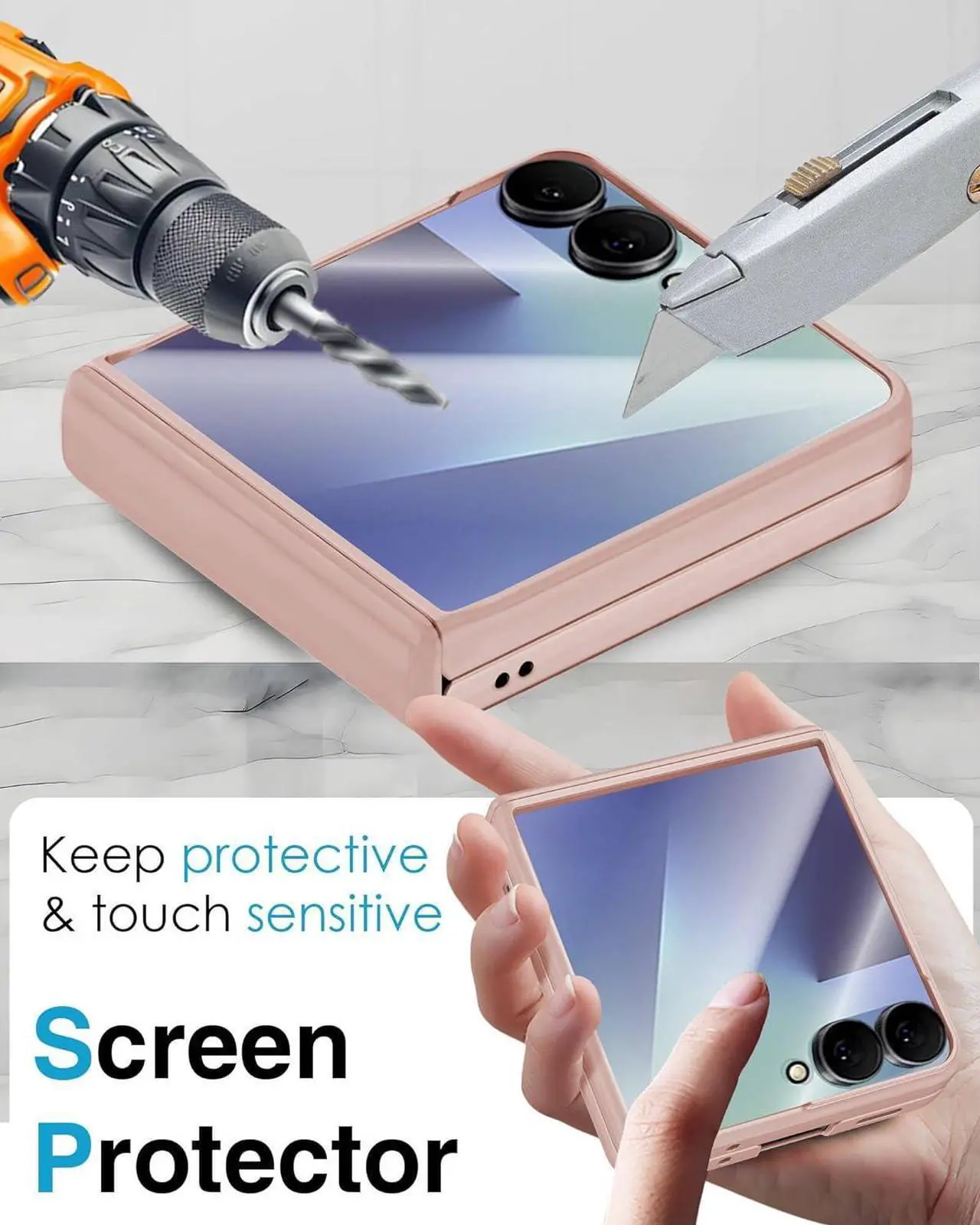Case for Samsung Galaxy Z Flip 7, Hinge Protection, Built-in Screen Protector, Wireless Charging, Shockproof, Slim Rugged Phone Protective Case for Galaxy Z Flip 7