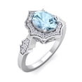 thumbnail image 2 of SuperJeweler 1 1/2 Carat Oval Shape Aquamarine and Halo Diamond Ring In Sterling Silver For Women, 2 of 6