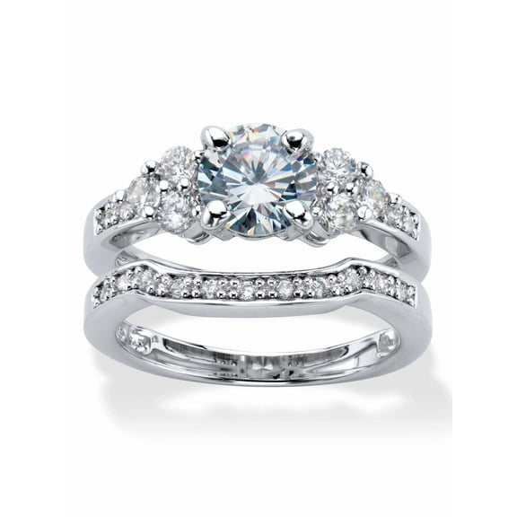 PalmBeach Jewelry 2.01 TCW Round Cubic Zirconia Bridal Ring in Yellow Gold-Plated or Platinum-Plated