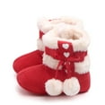thumbnail image 6 of Gymnture 1 Pair Winter Bowknot Baby Christmas Boots Toddlers Warm Cotton Prewalker, 6 of 10