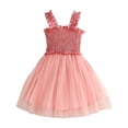 thumbnail image 4 of Tqyyweavej Girl Summer Dresses Ruffle Sleeveless Flower Strap Princess Sundress Cute Pleated Toddler Girl Tutu Dress 3-10T, Pink, 4 of 10