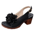 thumbnail image 6 of Rokment Women's Flower Platform Dressy Sandals for Ladies Summer Fashion Casual Floral Leather Open Toe Chunky Block High Heels Slingback Dress Pumps Black Size 9, 6 of 8