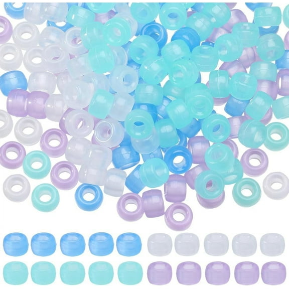 800Pcs Pony Beads Bulk 6x9mm Glow in The Dark Pony Beads Plastic Luminous Pony Beads Blue Purple Opaque Braid Loose Spacer Beads Friendship Bracelets Beads for Jewelry Making Beading Kits DIY
