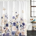 thumbnail image 2 of Purple Spring Floral Shower Curtain, Waterproof Shower Curtains for Bathroom, Elegant Pastoral Flowers Watercolor Washable Fabric Bathtub Curtain Set Bath Decor with 12 Hooks Long 72"x84", 2 of 8