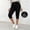 Black, variant on Women's Mid-Rise Slim Fit Capri Stretch Faux Denim Pants High Waisted Faux Pockets
