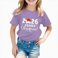 thumbnail image 5 of sdbrld Girls' Tees Tops, Kids Christmas Gifts Short Sleeve Graphic Shirts Holiday Clothes Purple Sizes 3-4 Years, 5 of 6