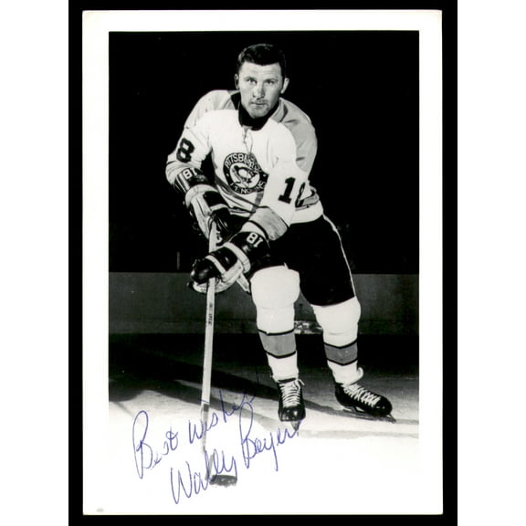 Wally Boyer Autographed 3.5x5 Photo Pittsburgh Penguins SKU #252093