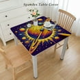 thumbnail image 2 of Round Tablecloth, Colorful Planets Cartoon with Sun Solar System Themed Illustration, Circle Table Cloth Cover for Dining Room Kitchen Decoration, Indigo and Multicolor, 2 of 7