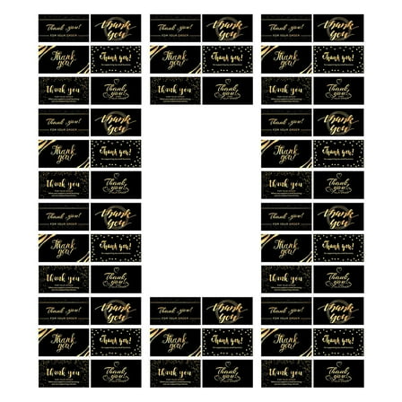 LEORX 60Pcs Black T You Cards Blank Back Premium Paper Elegant Business Notes