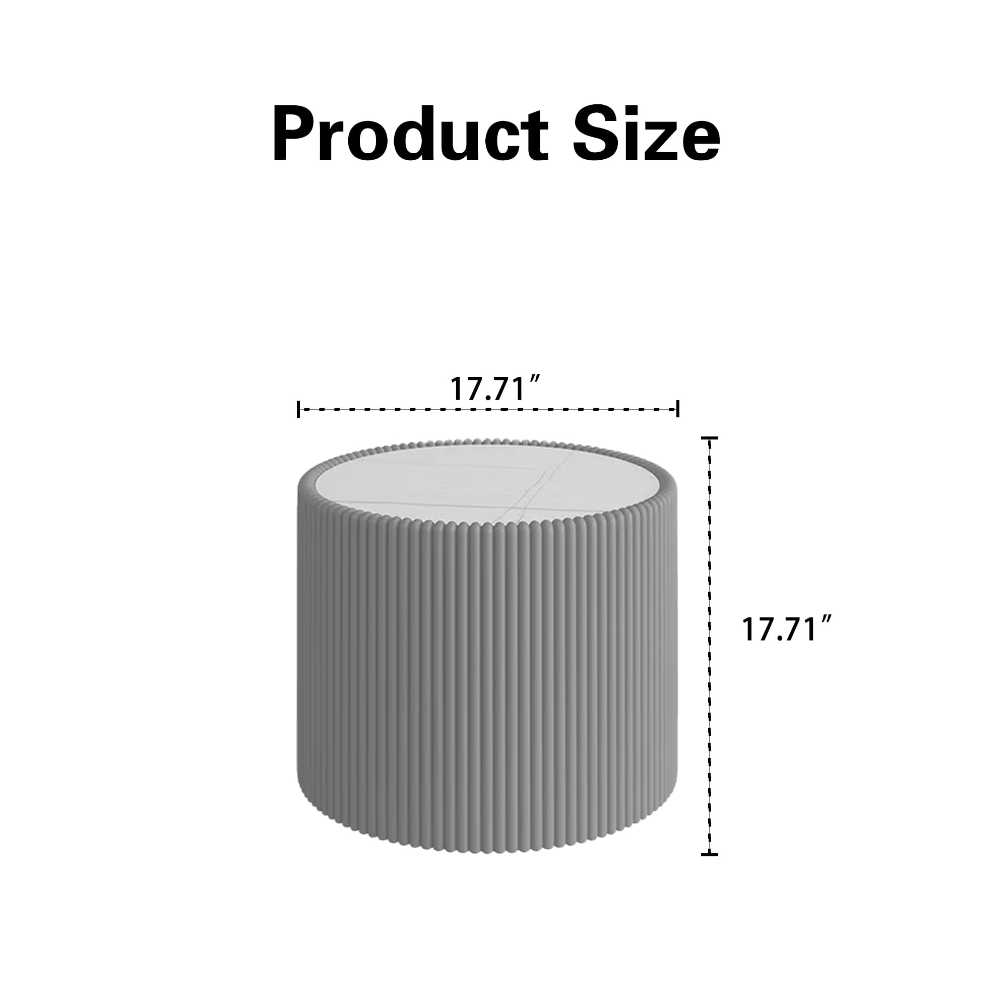 Leumius Round Coffee Table,Cylinder Shape Leather Coffee Modern Sofa Table for Living Room, Bedroom and Outdoor Home Decor Grey Small