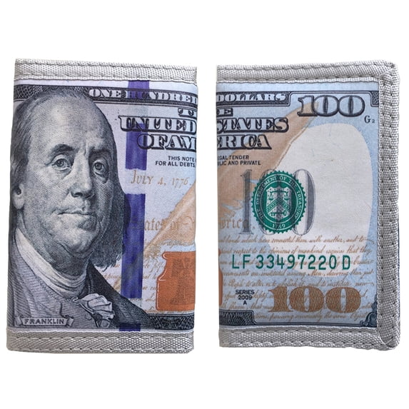 LUCKBOOSTIUM 100 Dollar Bill Wallet with Card Slot and ID Window
