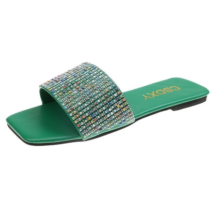 

Women Rhinestone Flat Slippers Beach Sandals Flip Flops Sandals Fashion Slippers Flat Open Toe Slippers Summer Casual Fashion Sandals Bathroom Beach Slippers