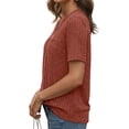 thumbnail image 4 of Women Tops Summer Sweaters Short Sleeve V Neck Shirts 2026 Spring Fashion Dressy Casual Business Tunic Blouses Brown XL, 4 of 5