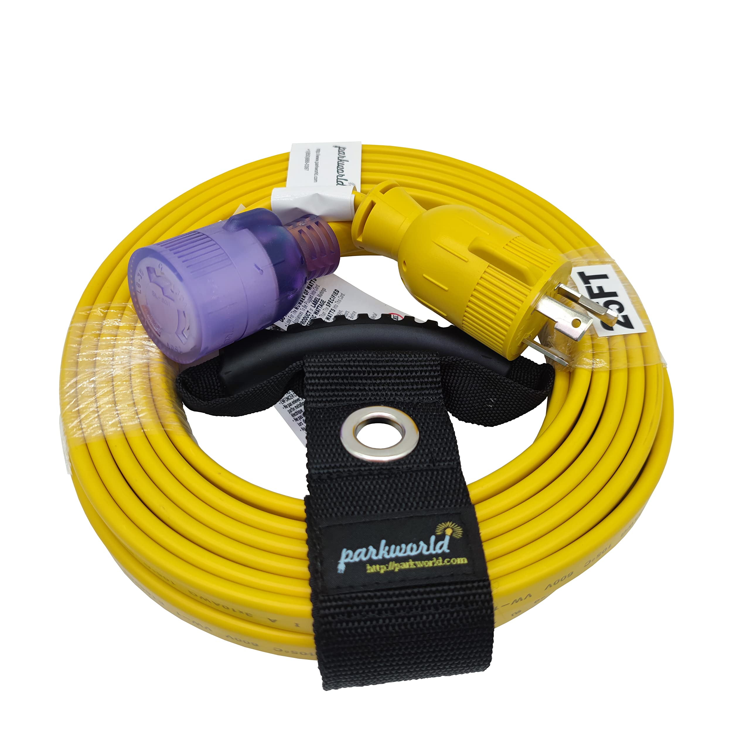 Parkworld 64620 NEMA L6-30 Flat Prolate Extension Cord, Locking 3-Prong, 30 AMP, 250 Volts, 7500 Watts (50FT)