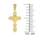 thumbnail image 3 of 10k Yellow Gold Crucifix Jesus Cross Floral Pendant, 3 of 4