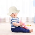 thumbnail image 3 of Baby Summer Bucket Hat Sun Protection Infant Wide Brim Fisherman Hat with Chin Strap, 3 of 6