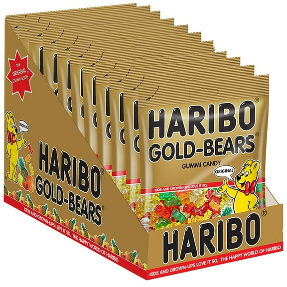 Haribo Gummi Candy, Goldbears, 4 oz., Pack of 12