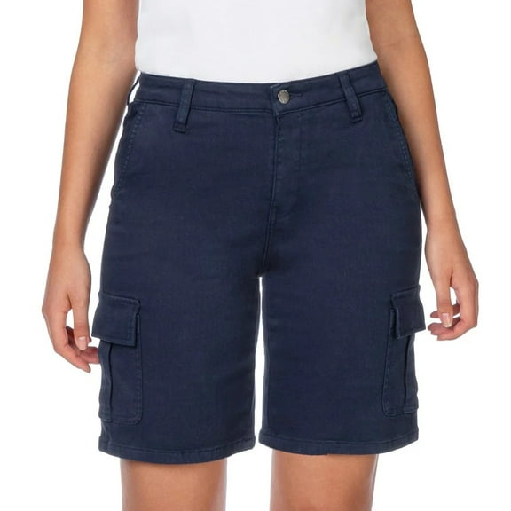 Well Worn Women's Cargo Bermuda High Rise Short, Navy, 6