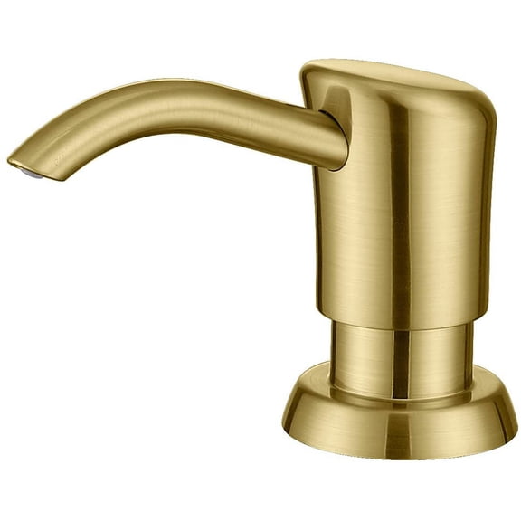 Built in Sink Soap Dispenser or Lotion Dispenser for Kitchen Sink, Brushed Gold ABS Pump Head, with 17 Ounce Large PET Soap Bottle