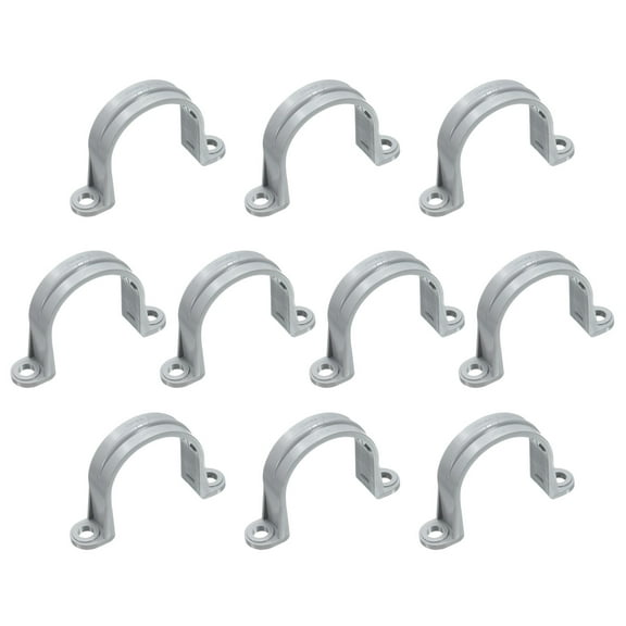10Pack 1-1/2 Inch Pipe Straps, 2 Hole Conduit Pipe Clamps Supports, Mounting Bracket Clips for Cables and Tube Fittings, Gray