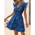 thumbnail image 4 of Defitshape Women's Aline Dress Adorable Sleeveless Printed Dresses Beach Butterfly Sleeve Cap Sleeve Aloha Elastic Band A Line Dress Blue X-Large, 4 of 5