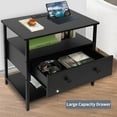 thumbnail image 6 of YEXJ 27 inch Nightstand Side Table with 1 Layer of Wooden Drawers，Nightstand with Charging Station,End Table Bedside Table with USB Ports and Outlets-1, Black, 6 of 14