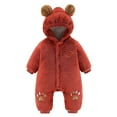 thumbnail image 3 of XDZJLR Fleece Baby Pajamas Winter Thermal Romper Jumpsuit Warm Lined Infant Outfit Cozy Padded Newborns Red 0-3 Months, 3 of 5