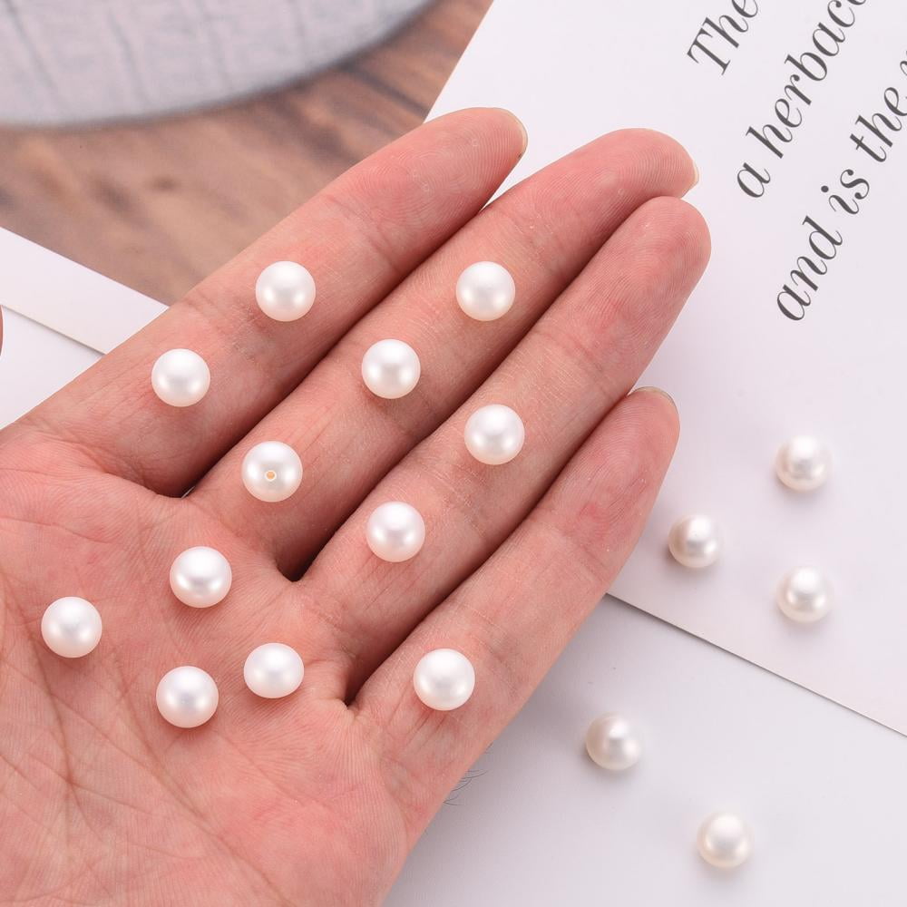 Natural Cultured Freshwater Pearl Beads Grade 3A Half Drilled Rondelle Floral White 7~8x6mm Hole: 0.8mm about 66pcs/board DIY