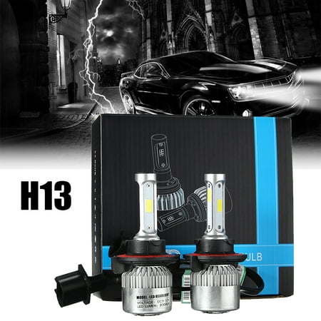 2x Car COB LED Headlight Kit Light Bulbs H13 Night Lighting Car Driving Fog Light Lamp 72W 16000LM