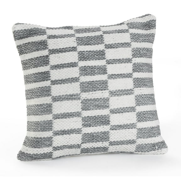 Ox Bay Farah 18" x 18" Gray/White Striped Cotton Adult Decorative Throw Pillow Cover