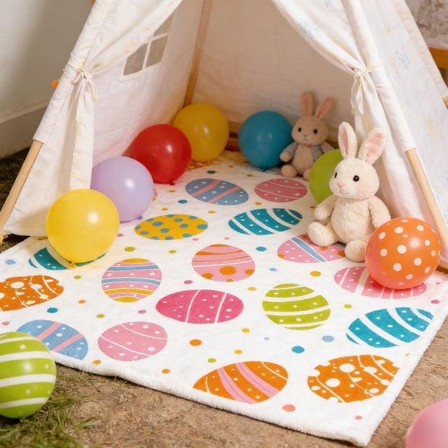 Manta de franela con diseño de conejito de Pascua | Suave manta de poliéster para niños y bebés | Manta de siesta de 75 x 100 cm para cama, sofá y viajes | Ligera y transpirable