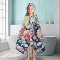 thumbnail image 6 of Pioneer Flower Floral Print Pattern Hooded Bath Towel，60"x35" for Ages 3 To 12 Kids, Quick Dry Lightweight Soft Microfiber Hood Beach Towel Cover Up for Kids, 6 of 7