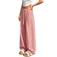 thumbnail image 4 of PBFRDSJ Y2K Striped Wide Leg Pants for Women Baggy Elastic Waist Drawstring Palazzo Pants Casual Vacation Flowy Clothes Free Sizes, 4 of 6