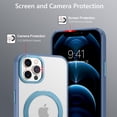 thumbnail image 4 of iPhone 12 Pro Max Case with Invisible Magnetic Stand [Compatible with MagSafe] Clear Hard Back Cover Soft TPU Hybrid Shockproof Military-Grade Protection Slim Ring Kickstand Phone Case, Blue, 4 of 16