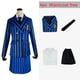 thumbnail image 1 of Disfraz de Cosplay familiar de Wednesday Addams para adultos y niños, uniforme escolar, chaqueta, falda, traje para mujer, ropa de fiesta de Halloween, 1 of 4