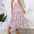 thumbnail image 5 of Women’s High Waist Tiered A Line Midi Skirt with Elastic Waistband and Floral Print Suitable for Daily Wear and Outings Pink L, 5 of 5