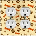 thumbnail image 1 of Metal Light Switch Plate Cover Puppy Dog Paw Print Bones Orange Beige DOG043, 1 of 13