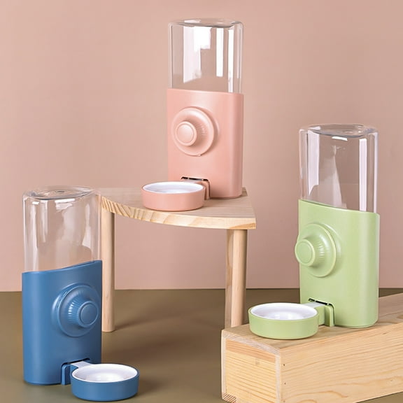 Visland Rabbit Water Feeder Removable Stainless Steel Hanging Drinking Fountain Plasticbottle Water Dispenser Drinker for Rabbits Cat Puppy Rats Guinea Pigs(600ml)