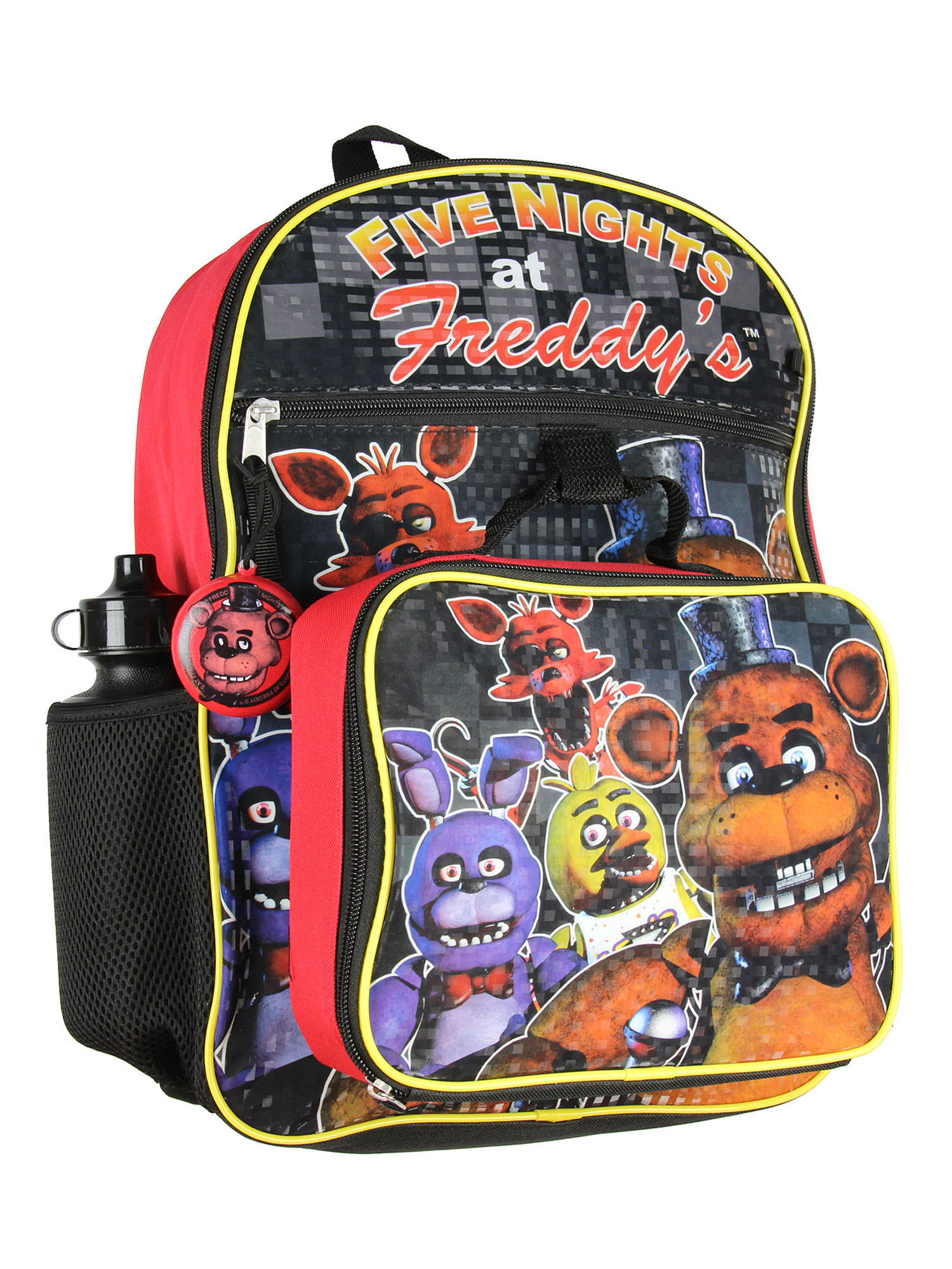 Five Nights At Freddy's 16"  Backpack Lunch Box Water Bottle Lunch Kit -5 Piece Set