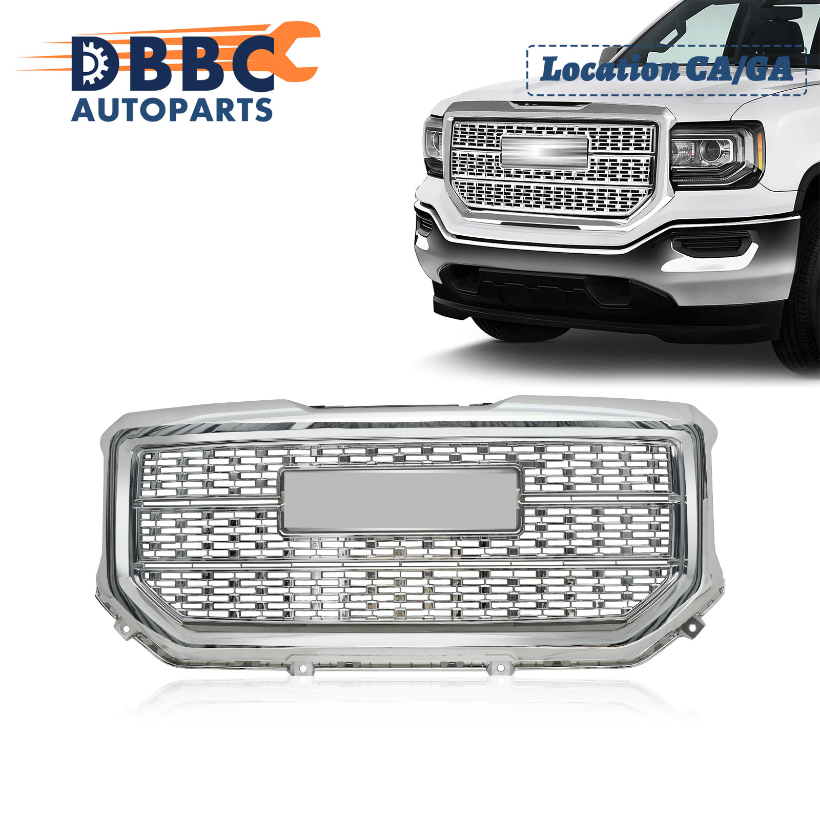 HOUGEET Front Bumper Upper Grill Fit for 2016-2018 GMC Sierra 1500 Base SLT SLE,Denali Style