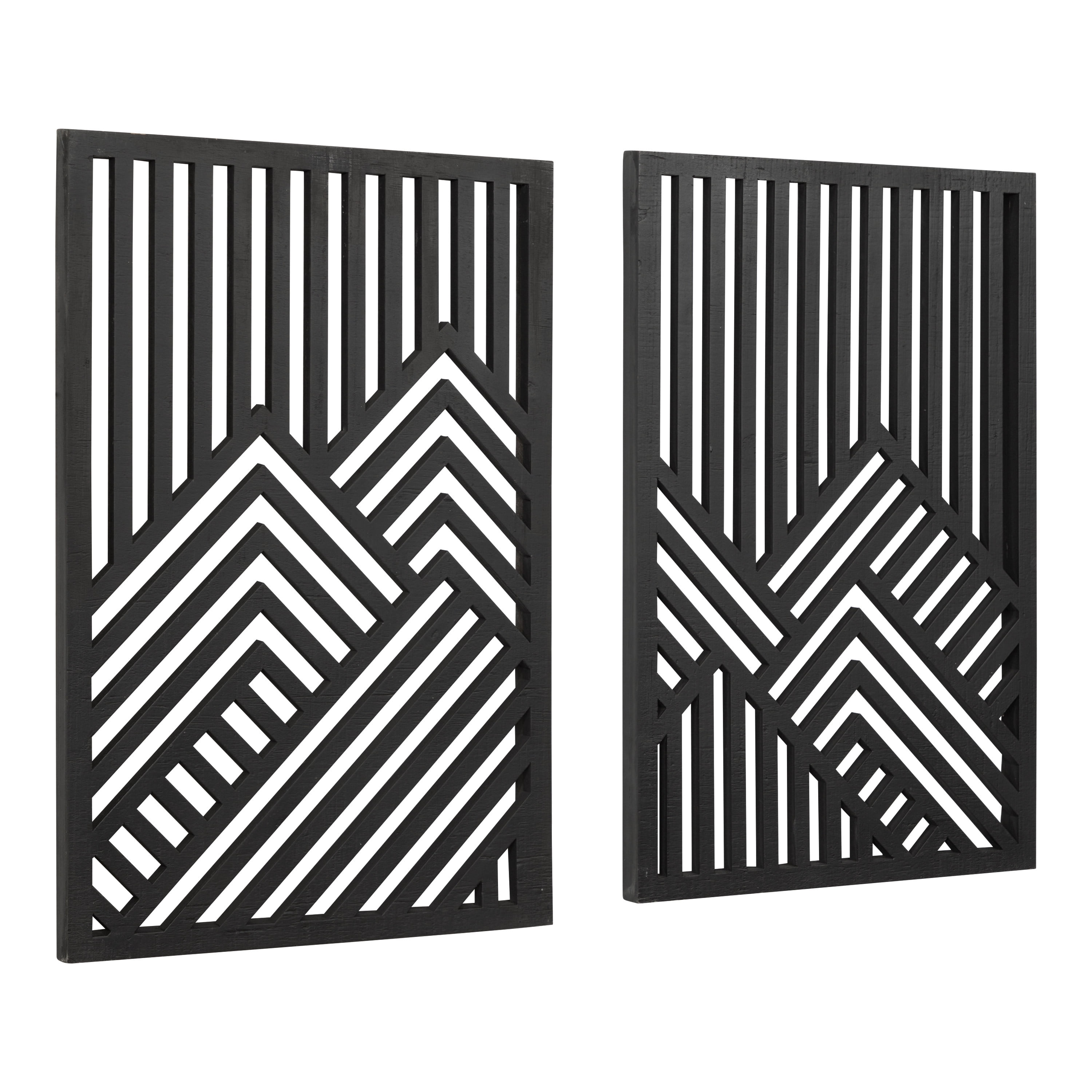 Montour Black Geometric Wooden Wall Art Plaque Set