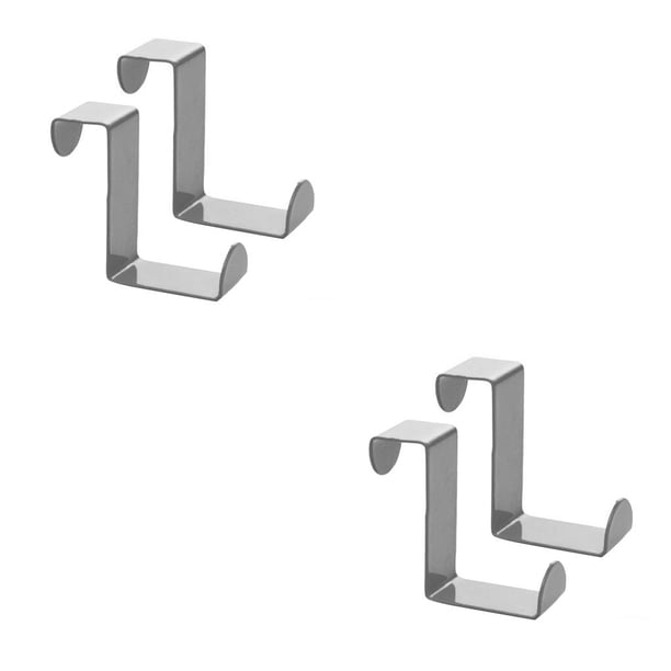 Toystoory 2pcs Over Door Hooks Multifunctional Cabinet Kitchen Office Nail-Free Towel Clasp Rack Hangers Z-shaped Hanger Sturdy Metal plata 2piezas Toystoory CBP093931
