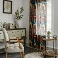 thumbnail image 2 of Bohemian Semi-Blackout Window Color Painting Curtains Cotton Linen Darkening Curtains with Tassels Rod Pocket Window Drapes 59" W x 102" L (150x260cm), 2 of 7