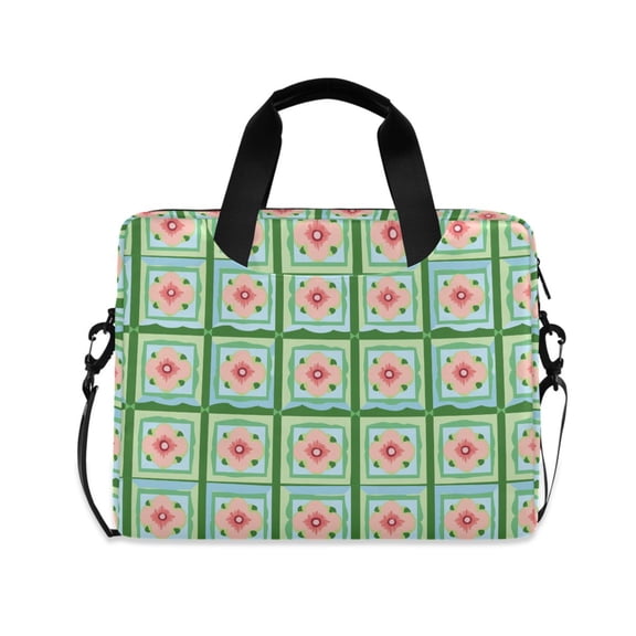 FORMRS 16" Laptop Bag Carrying Sleeve Case with Handle Travel Shoulder Briefcase, Green Blossom Mosaic