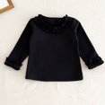thumbnail image 6 of Girls Ruffle Neck Long Sleeve Shirts, Kids Soft Slim‑Fit Pullover Top, Solid Color Ruffle Cuffs Casual Blouse, 6 of 9