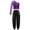 Purple, variant on Girls 2 Piece Jazz Street Dance Outfit Hip Hop Crop Top with Jogger Pants Set Tracksuit Red 10