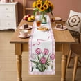 thumbnail image 2 of Pink Tulip Spring Floral Table Runner - 72 Inch Long Romantic Flowers Modern Art Plaid Cotton and Linen Blended Dress Scarves Farmhouse Table Runner for Kitchen Dining, Coffee Table, 13" x 72", 2 of 8